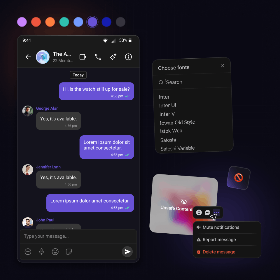 Chat interface built using the flutter chat sdk
